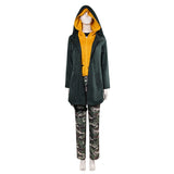  Cosplay Costume Jean Grey Film Cosplay Top Noire-Jaune+Pantalon de Camouflage Tenue Femme