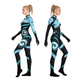 Cosplay Costume Jett Valorant Jeu Cosplay Combinaison Bleue et Noire Femme