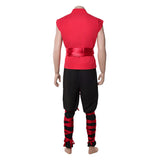Cosplay Costume Liu Kang Mortal Kombat 2(2026) Film Cosplay Haut Rouge Pantalon Noir Homme