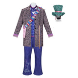 Cosplay Costume Mad Hatter Alice au Pays des Merveilles Film Cosplay Tenue Bleue Homme
