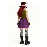 Cosplay Costume Mad Hatter Alice au Pays des Merveilles Film Cosplay Tenue Verte et Violette Femme