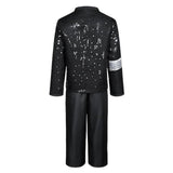 Cosplay Costume Michael Chanteur Populaire Cosplay Tenue à Paillettes Noire Homme