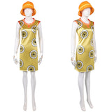 Cosplay Costume Miss Valentine One Piece Live Action 2(2026) TV Cosplay Robe Jaune avec Chapeau Orange Femme