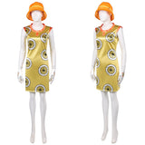 Cosplay Costume Miss Valentine One Piece Live Action 2(2026) TV Cosplay Robe Jaune avec Chapeau Orange Femme