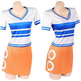 Cosplay Costume Nami Anniversaire One Piece Anime Cosplay Tenue Blanche et Orange Femme