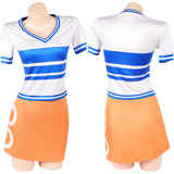Cosplay Costume Nami Anniversaire One Piece Anime Cosplay Tenue Blanche et Orange Femme