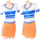 Cosplay Costume Nami Anniversaire One Piece Anime Cosplay Tenue Blanche et Orange Femme