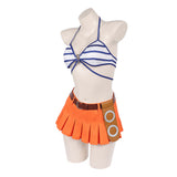 Cosplay Costume Nami One Piece Live Action 2(2026) TV Cosplay Maillot de Bain Bleu et Orange Femme