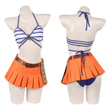 Cosplay Costume Nami One Piece Live Action 2(2026) TV Cosplay Maillot de Bain Bleu et Orange Femme