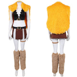 Cosplay Costume Nami One Piece Live Action 2(2026) TV Cosplay Tenue Noire et Brune avec Châle Jaune Femme