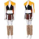 Cosplay Costume Nami One Piece Live Action 2(2026) TV Cosplay Tenue Noire et Brune avec Châle Jaune Femme