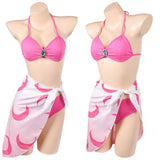 Cosplay Costume Princess Peach Super Mario Jeu Cosplay Maillot de Bain Bikini Rose Femme
