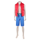 Cosplay Costume Raww Forgotten Island(2026) Film Cosplay Gilet Rouge+Short Bleu Homme