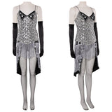 Cosplay Costume Satine Moulin Rouge Comédie Musicale Cosplay Robe Argentée et Noire Femme