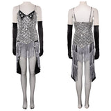 Cosplay Costume Satine Moulin Rouge Comédie Musicale Cosplay Robe Argentée et Noire Femme