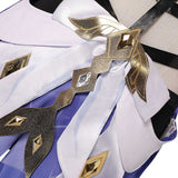 Cosplay Costume Skirk Genshin Impact Jeu Cosplay Tenue Blanche et Bleue Femme