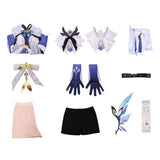 Cosplay Costume Skirk Genshin Impact Jeu Cosplay Tenue Blanche et Bleue Femme