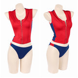 Cosplay Costume Summer Quinn Batwatch(2026) TV Cosplay Maillot de Bain Rouge et Bleu Femme