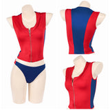 Cosplay Costume Summer Quinn Batwatch(2026) TV Cosplay Maillot de Bain Rouge et Bleu Femme