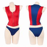 Cosplay Costume Summer Quinn Batwatch(2026) TV Cosplay Maillot de Bain Rouge et Bleu Femme