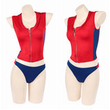 Cosplay Costume Summer Quinn Batwatch(2026) TV Cosplay Maillot de Bain Rouge et Bleu Femme