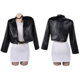 Cosplay Costume Tayama Smoking Behind the Supermarket with You(2026) Anime Cosplay Robe Blanche+Veste Noire Femme