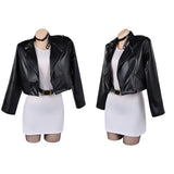 Cosplay Costume Tayama Smoking Behind the Supermarket with You(2026) Anime Cosplay Robe Blanche+Veste Noire Femme