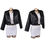Cosplay Costume Tayama Smoking Behind the Supermarket with You(2026) Anime Cosplay Robe Blanche+Veste Noire Femme