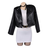 Cosplay Costume Tayama Smoking Behind the Supermarket with You(2026) Anime Cosplay Robe Blanche+Veste Noire Femme
