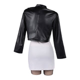 Cosplay Costume Tayama Smoking Behind the Supermarket with You(2026) Anime Cosplay Robe Blanche+Veste Noire Femme