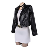 Cosplay Costume Tayama Smoking Behind the Supermarket with You(2026) Anime Cosplay Robe Blanche+Veste Noire Femme