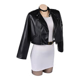 Cosplay Costume Tayama Smoking Behind the Supermarket with You(2026) Anime Cosplay Robe Blanche+Veste Noire Femme