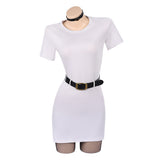 Cosplay Costume Tayama Smoking Behind the Supermarket with You(2026) Anime Cosplay Robe Blanche+Veste Noire Femme