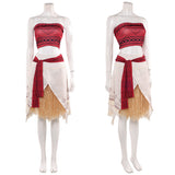 Cosplay Costume Vaiana La Légende du Bout du Monde(2026) Film Cosplay Bustier Rouge+Jupe Beige Femme