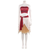 Cosplay Costume Vaiana La Légende du Bout du Monde(2026) Film Cosplay Bustier Rouge+Jupe Beige Femme