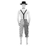 Déguisement Clown de Cirque Salopette Noire et Blanche pour Halloween