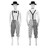 Déguisement Clown de Cirque Salopette Noire et Blanche pour Halloween