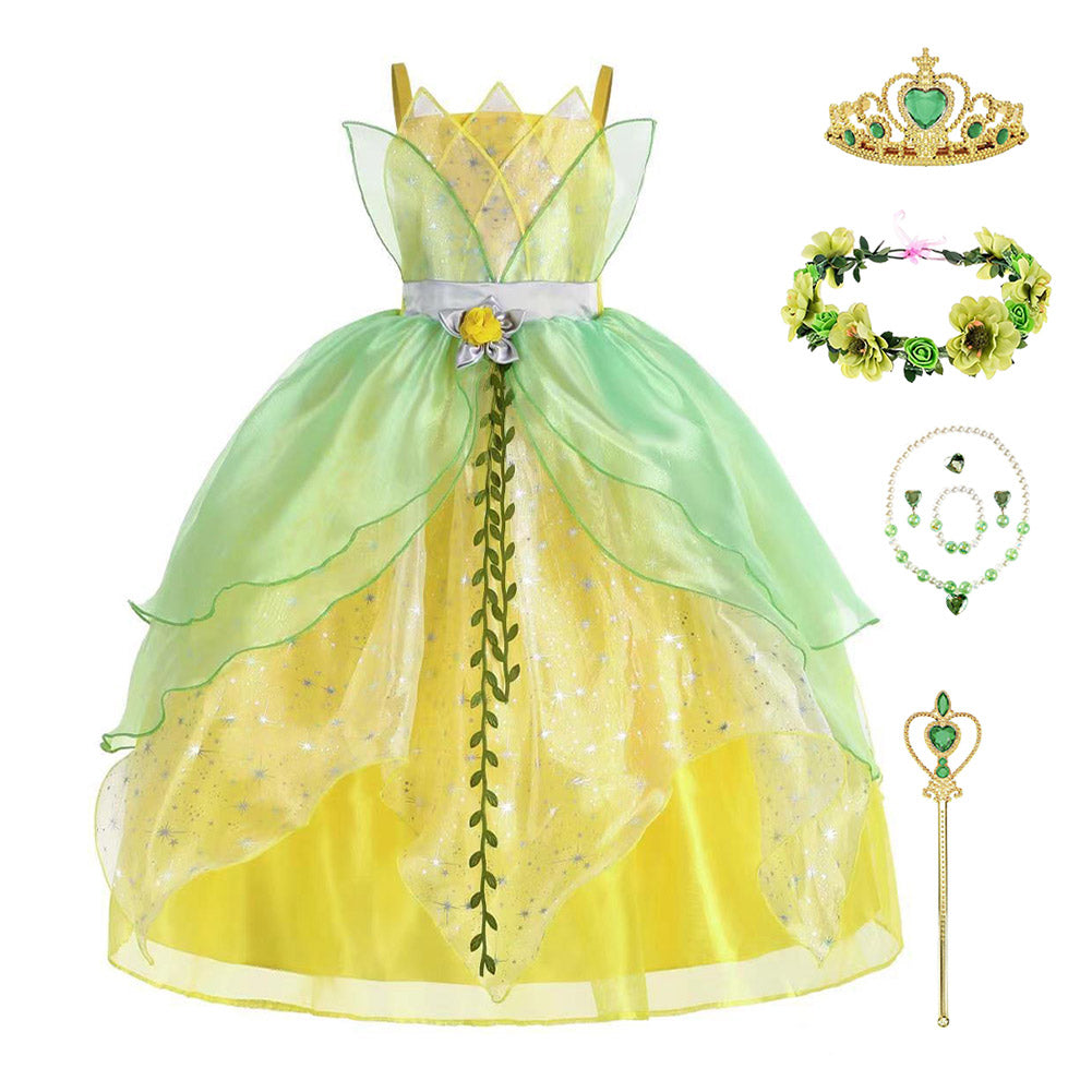 Enfant Fille Princesse Tiana Robe Accessoire Costume Cosplaycart