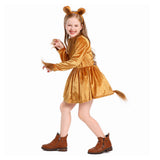 Déguisement Fille Lion Robe Brune Costume pour Halloween Carnaval
