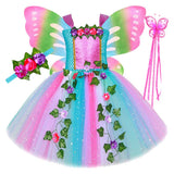 Déguisement Fille Papillon Tutu Robe+Ailes+Baguette+Serre-tête Costume d'Halloween