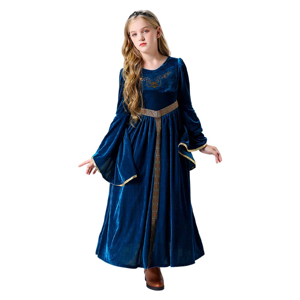 Fille Robe de Princesse Medievale Bleu Costume pour Halloween Cosplaycart