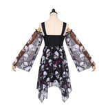 Déguisement Robe Bustier Imprimé Crâne et Cœur Gothique Noir Femme