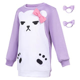 Enfant KPop Demon Hunters(2025) Huntrix Mira Pyjama Violet et Blanc Cosplay Costume