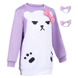 Enfant KPop Demon Hunters(2025) Huntrix Mira Pyjama Violet et Blanc Cosplay Costume