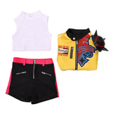 Enfant KPop Demon Hunters(2025) Rumi Tenue Jaune et Noire Cosplay Costume