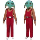 Enfant Skeleton Crew(2024) Neel Tenue Rouge avec Masque Cosplay Costume