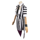 Femme Beetlejuice 2(2024) Beetlejuice Frac à Rayures Noires et Blanches Cosplay Costume