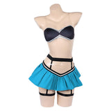 Femme Lingerie Sexy Bleue et Noire Cosplay Costume Carnaval