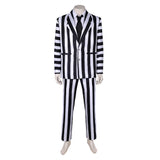 Beetlejuice 2(2024) Beetlejuice Costume Rayé Noir et Blanc Cosplay Costume Ver.3