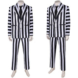 Film Beetlejuice 2(2024) Beetlejuice Costume Rayé Noir et Blanc Cosplay Costume Ver.3